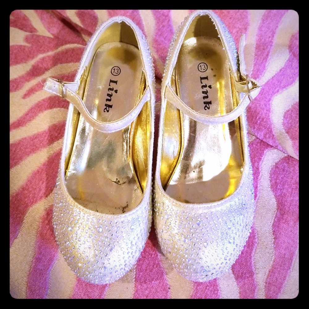 Gold rhinestone high heels